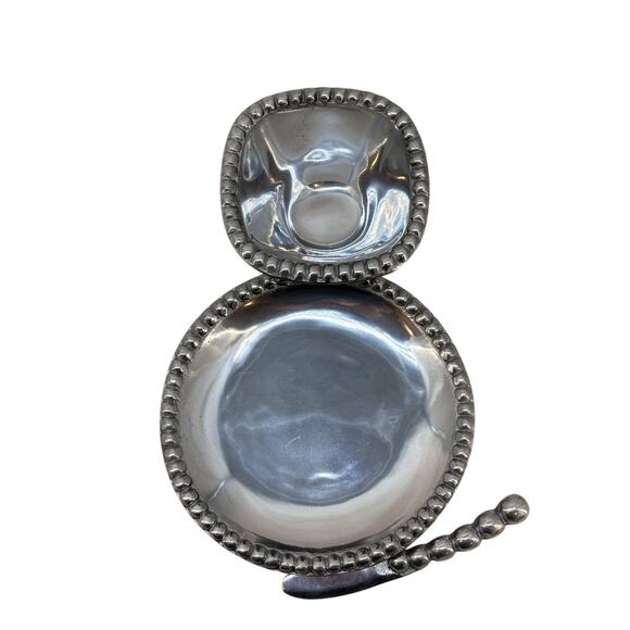 Mexican Silver/Pewter Plate, Serving Bowl & Knife - Picture 2 of 16